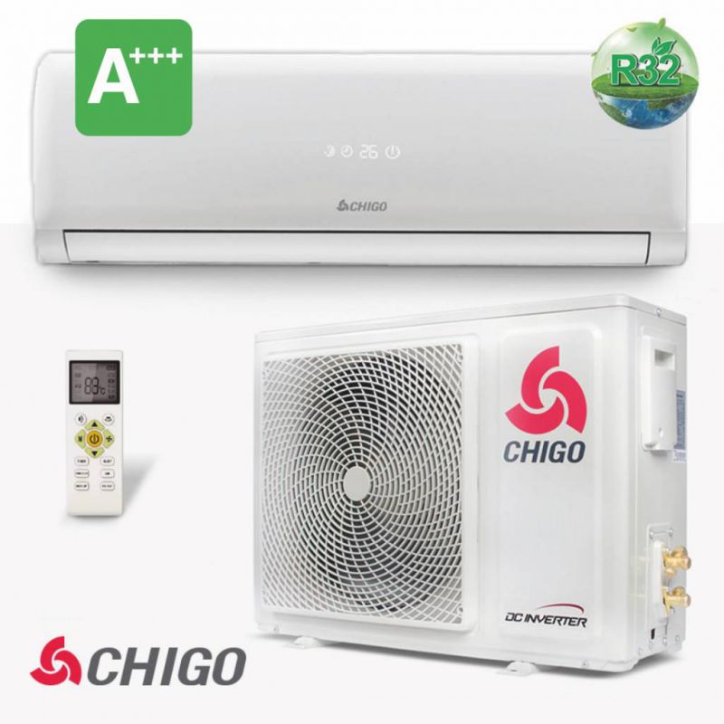 baseren baden schuintrekken Chigo split unit airco 5 kW warmtepomp inverter A+++ R32 (voorgevuld)